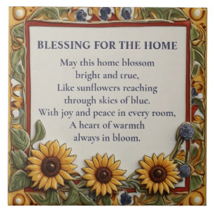 Azulejo Bendición para el hogar cartel con tema de girasol