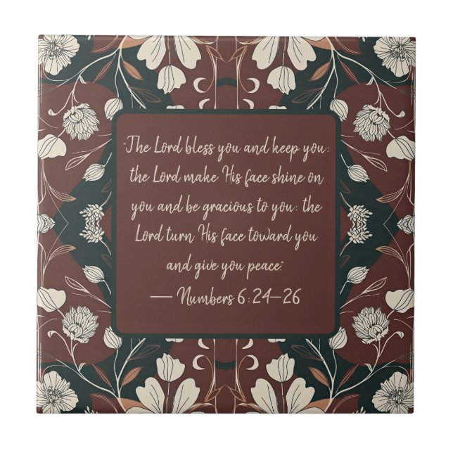 Azulejo Bendición personalizable de flores de otoño Noir (Frente)