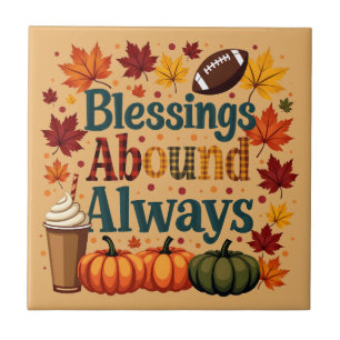 Azulejo Bendiciones Abundan Siempre Diseño de Otoño