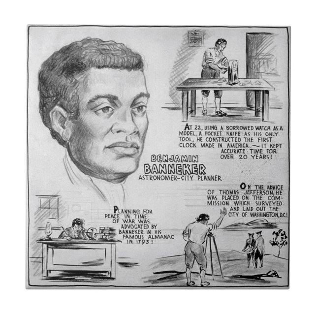 Azulejo Benjamin Banneker: Científico negro y revolucionar (Frente)