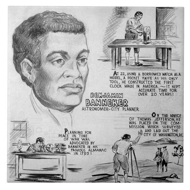 Azulejo Benjamin Banneker: Científico negro y revolucionar (Frente)