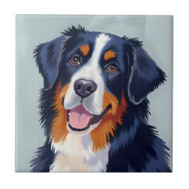 Azulejo Bernese Mountain Dog | Watercolor Painting