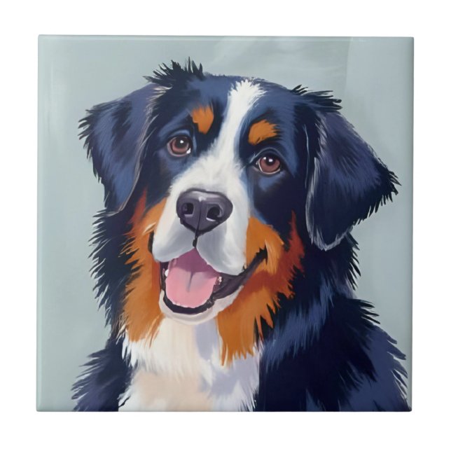 Azulejo Bernese Mountain Dog | Watercolor Painting (Frente)