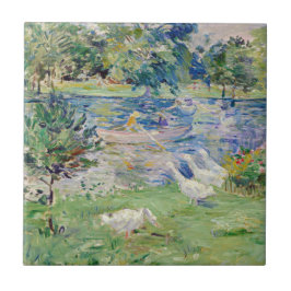Azulejo Berthe Morisot - Chica en un bote con Geese
