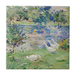Azulejo Berthe Morisot - Chica en un bote con Geese