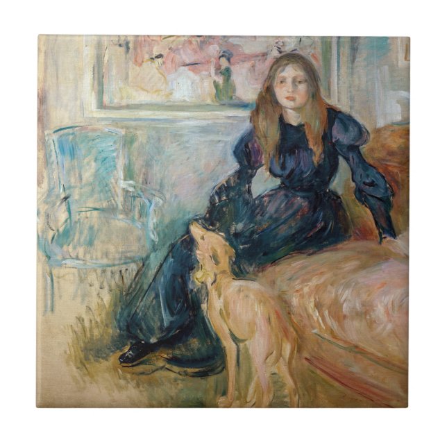 Azulejo Berthe Morisot - Julie y su Greyhound Laerte (Frente)