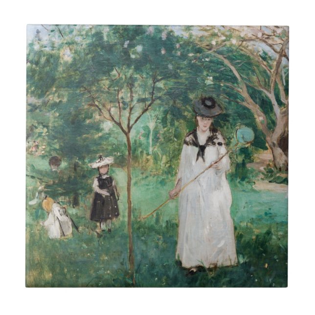 Azulejo Berthe Morisot - La caza de mariposas (Frente)
