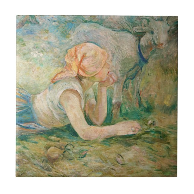 Azulejo Berthe Morisot - Pastora descansando (Frente)