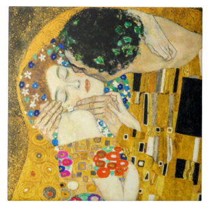 Azulejo Beso de Gustav Klimt / Arte romántico del día de S