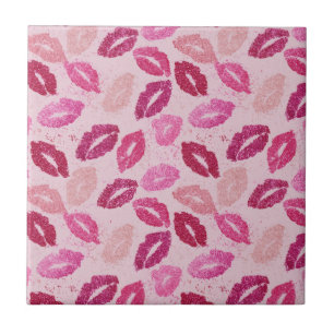 Azulejo Beso de Labial Rosa Patrón Perfecto