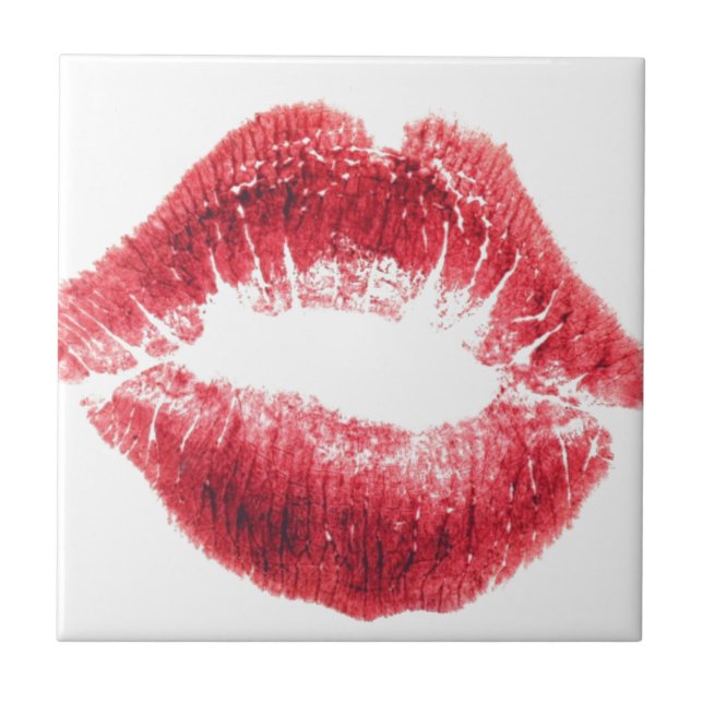 Azulejo Beso de lápiz labial - labios (Frente)