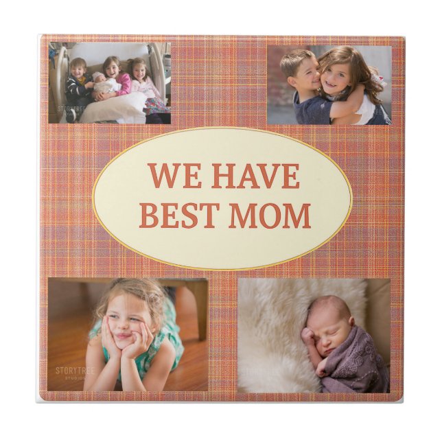 Azulejo Best Mom Tartan Keepsake (Frente)