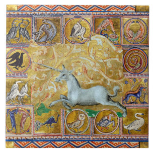 AZULEJO BESTIARIO MEDIEVAL EXTRAÑO, CORRIENTE UNICORN, ANI
