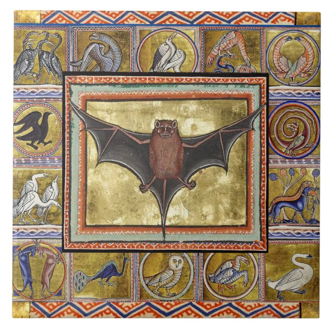 AZULEJO BESTIARIO MEDIEVAL, MASA DE VUELO, ANIMALES FOREST (Frente)