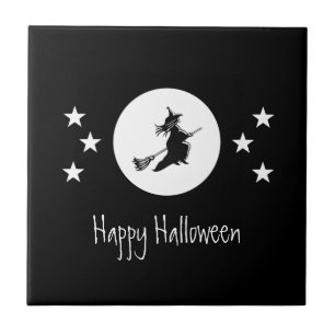 Azulejo Bewitando mosaico de Halloween, negro