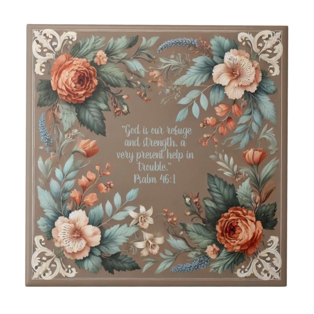 Azulejo Biblia Floral Mocha Personalizable (Frente)