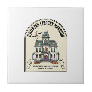 Azulejo Biblioteca Embrujada Salem Fantasma Vintage Hallow