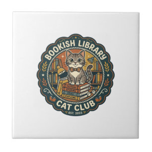 Azulejo Biblioteca Felina libresca Arte Vectorial POD - Li