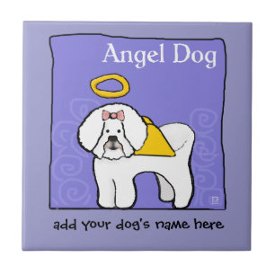 Azulejo Bichon Frise Dog Angel Personaliza Tile Cerámico