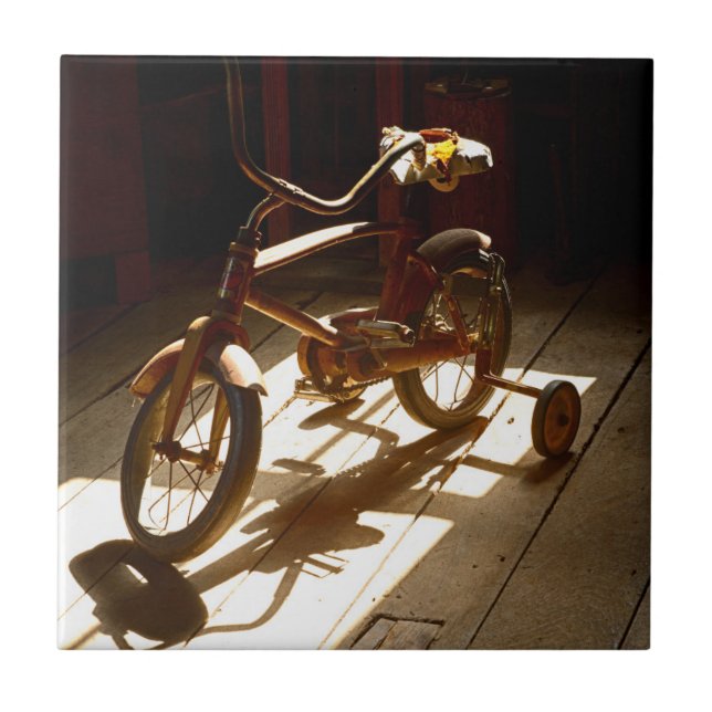 Azulejo Bicicleta infantil en el antiguo molino de paro (Frente)