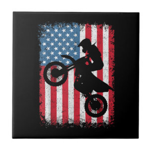 Azulejo Bicicleta Sucia Bandera Estadounidense Motocross B