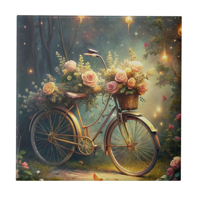 Azulejo Bicycle and Flowers (Frente)