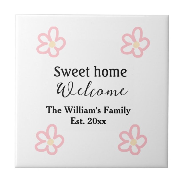 Azulejo Bienvenido dulce hogar añada el nombre de la famil (Frente)