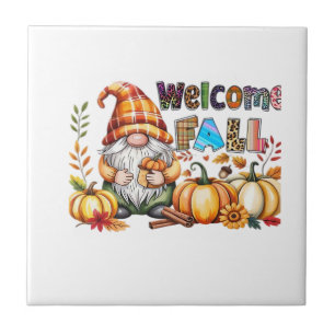 Azulejo Bienvenido Otoño Gnomos Clásica Camiseta.png