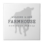 Azulejo Bienvenidos a nuestra casa rural rural rural rural<br><div class="desc">El diseño está compuesto por un Rústico del País Moderno con tipografía "bienvenido a nuestra casa de campo". Disponible aquí: http://www.zazzle.com/store/selectpartysupplies</div>