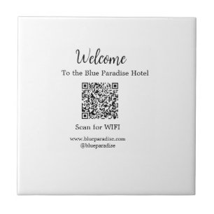 Azulejo Bienvenidos al hotel restaurante villa scan QR WIF