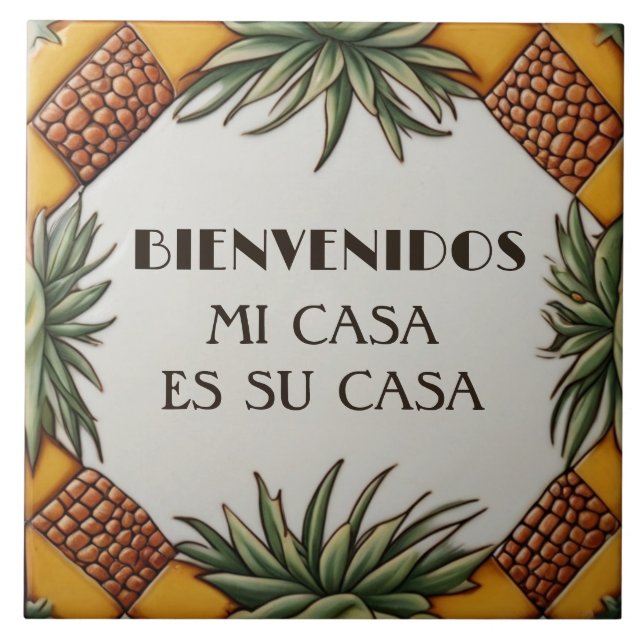Azulejo Bienvenidos Mi Casa Es Su Casa Aloe Vera Plant (Frente)