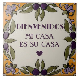 Azulejo Bienvenidos Mi Casa Es Su Casa Black Olive Welcome