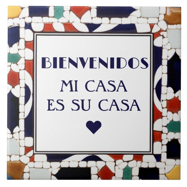 Azulejo Bienvenidos Mi Casa Es Su Casa Faux Mosaic Welcome (Frente)