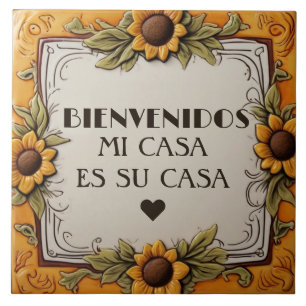 Azulejo Bienvenidos Mi Casa Es Su Casa Girasol Amarillo