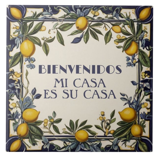 Azulejo Bienvenidos Mi Casa Es Su Casa Lemons Welcome Sign (Frente)