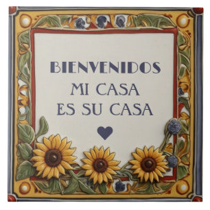 Azulejo Bienvenidos Mi Casa Es Su Casa Letrero de Girasole