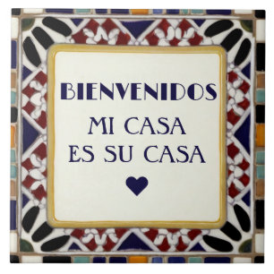 Azulejo Bienvenidos Mi Casa Es Su Casa Mosaico Colorido