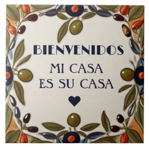 Azulejo Bienvenidos Mi Casa Es Su Casa Oliva Verde Bienven