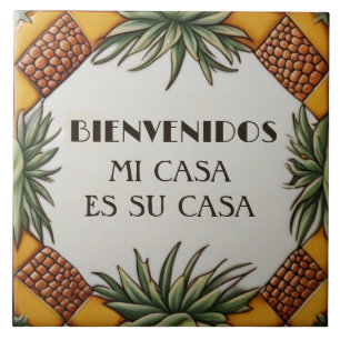 Azulejo Bienvenidos Mi Casa Es Su Casa Planta de Aloe Vera