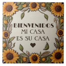 Azulejo Bienvenidos Mi Casa Es Su Casa Sunflower Welcome
