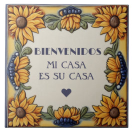 Azulejo Bienvenidos Mi Casa Es Su Casa Sunflowers Plaque