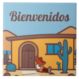 Azulejo  Bienvenidos Southwestern Adobe Home Welcome Sign