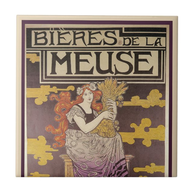 Azulejo Biere de la Meuse por Marc Auguste Bastard (Frente)
