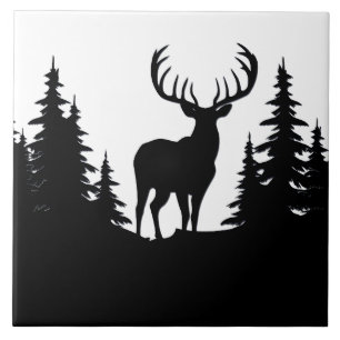 Azulejo Big Buck Entre El Vector De Árbol De Pino