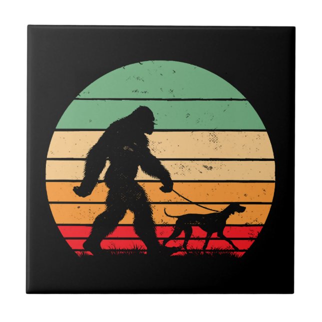 Azulejo Bigfoot Caminando Perro Pointer Alemán de Pelo Cor (Frente)