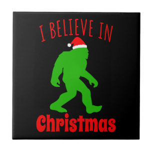 Azulejo Bigfoot Divertido Creo En La Navidad