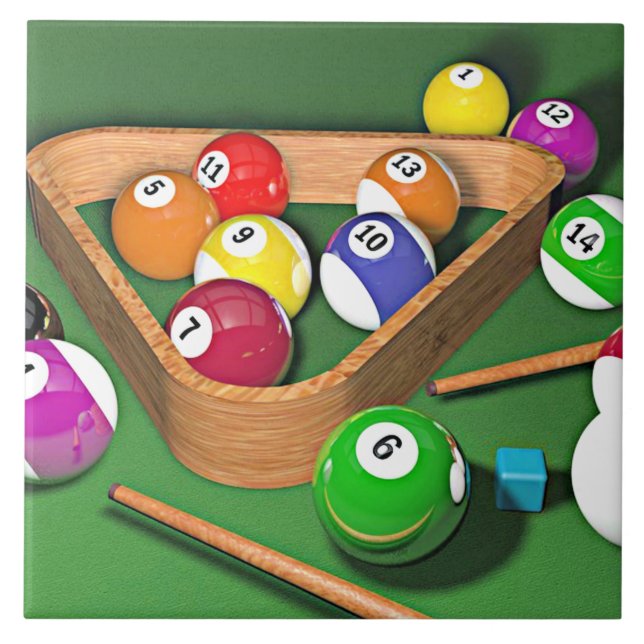 Azulejo Billiards, cremallera, diseño colorido, (Frente)