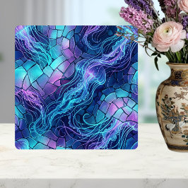 Azulejo Bioluminescent Jellyfish Mosaic Blue Purple 