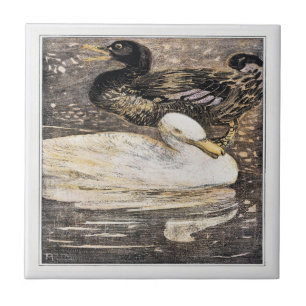 Azulejo Birds Two Ducks Victorian Art