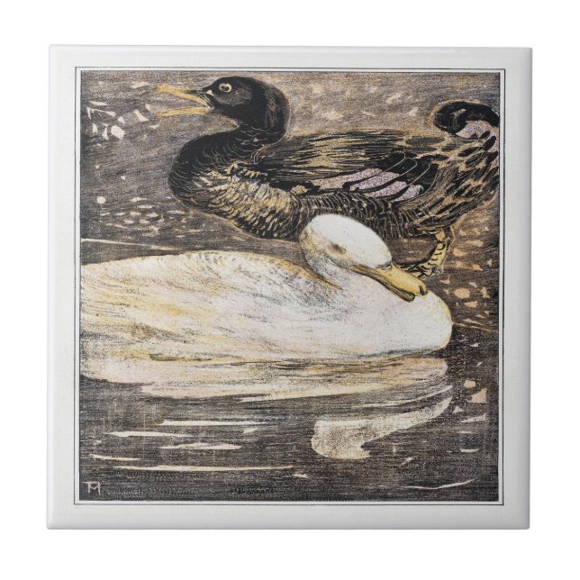Azulejo Birds Two Ducks Victorian Art (Frente)